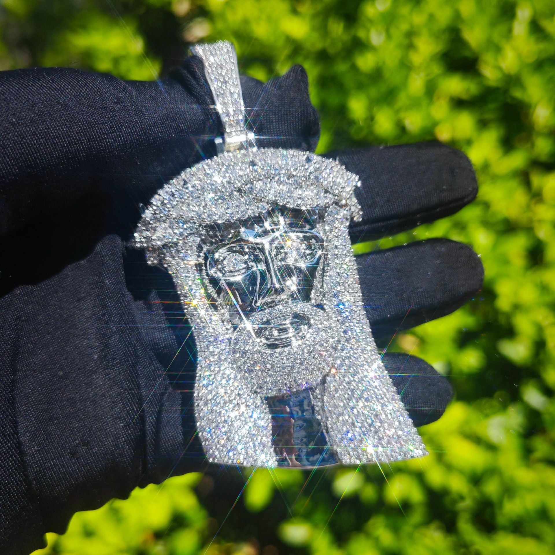 Big Jesus Piece Moissanite Pendant Gold - ViViGleam