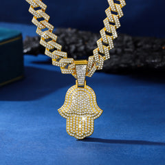 Iced Hamsa Hand Pendant - ViViGleam