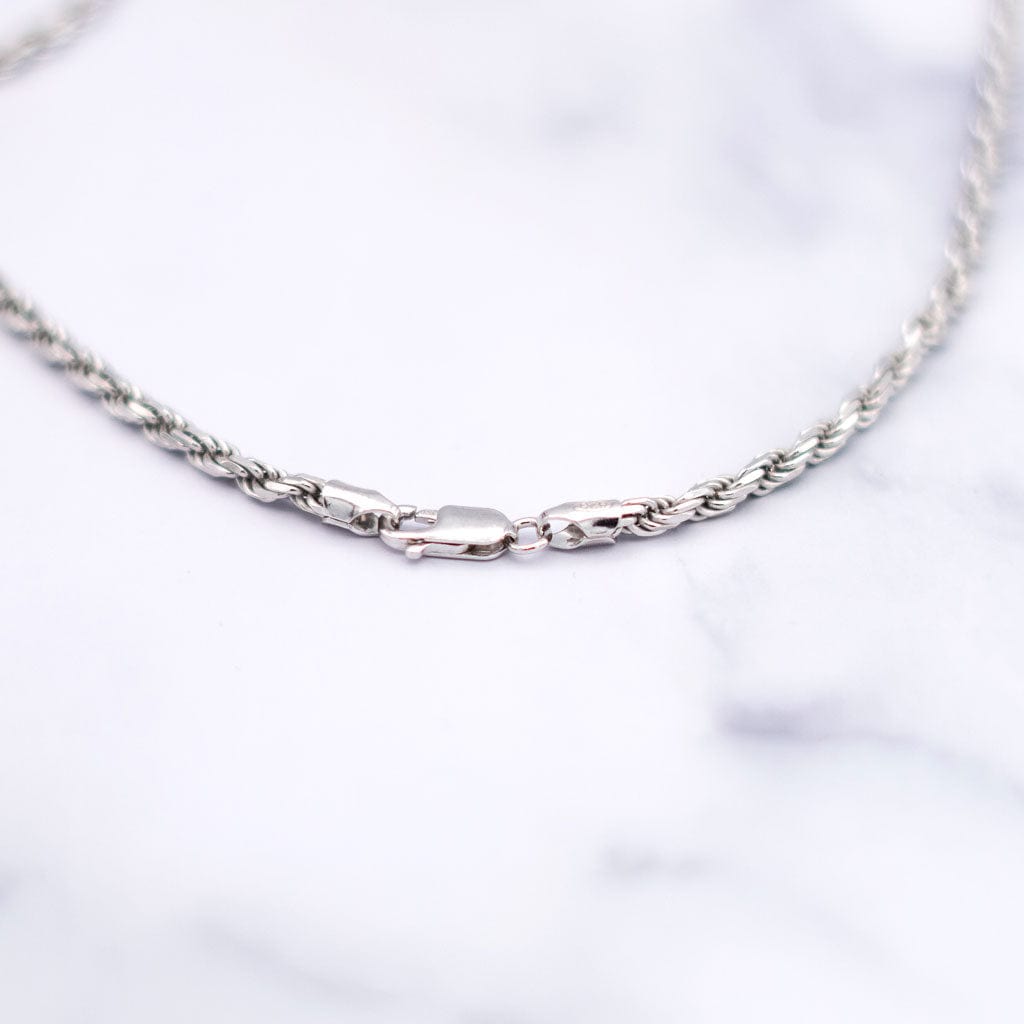 3mm Sterling Silver Rope Chain Necklace - ViViGleam