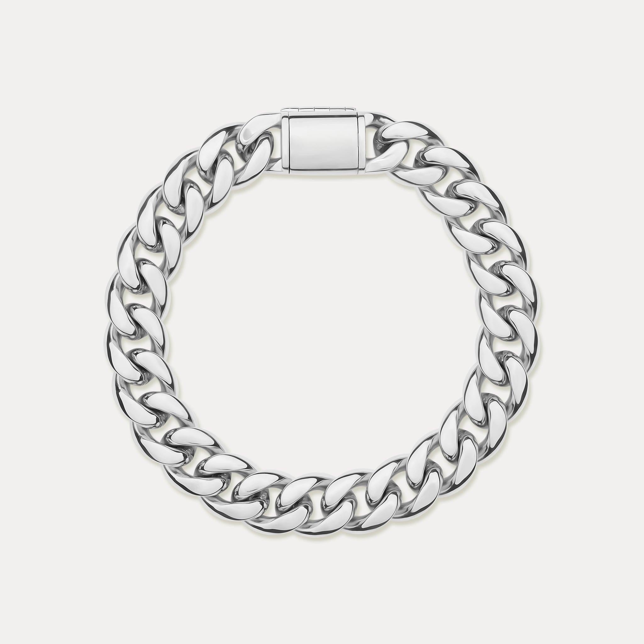 12mm Cuban Link Bracelet  - Silver - ViViGleam