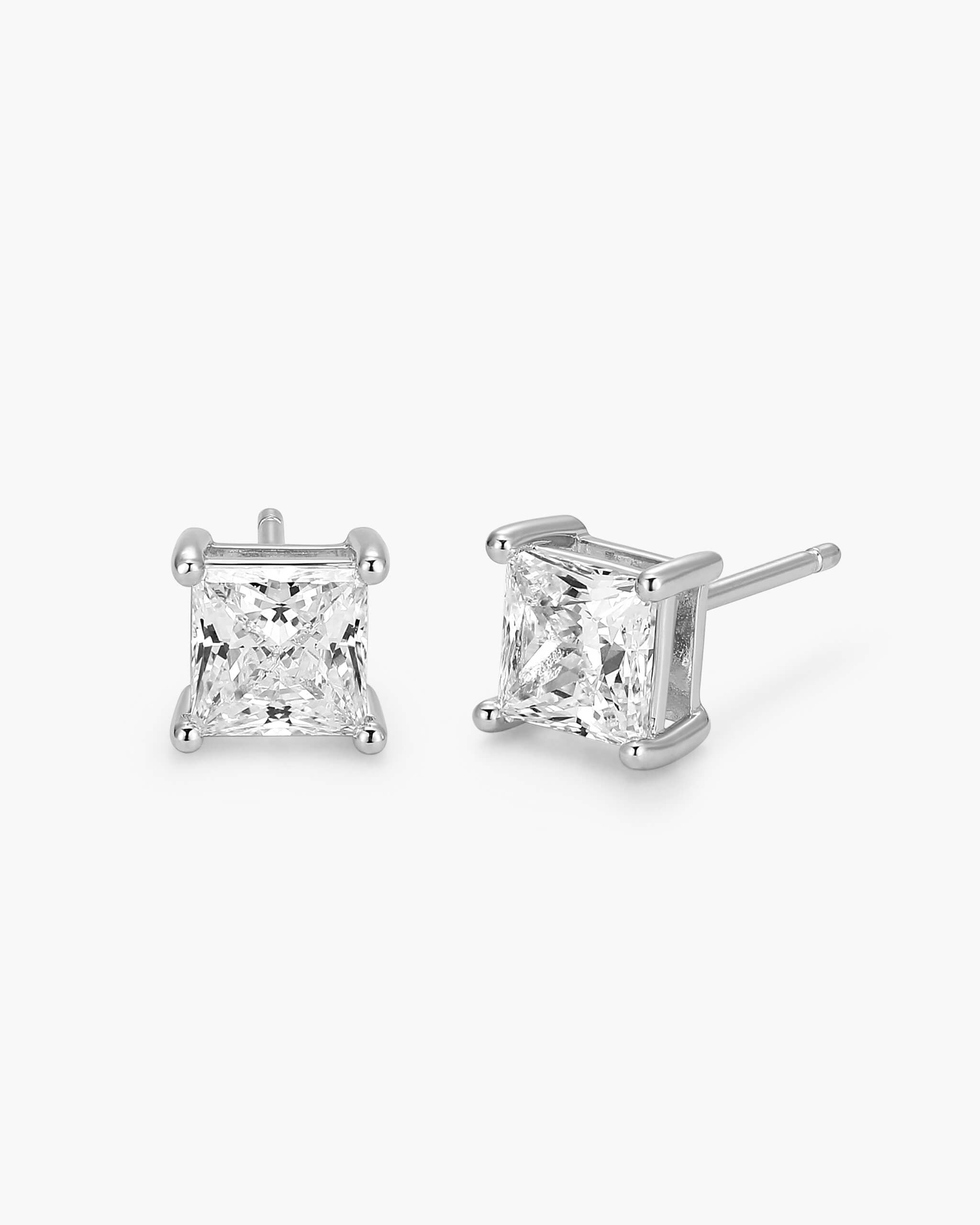 Square Stud Earrings - Silver - ViViGleam