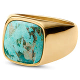 Stainless Steel Turquoise Signet Ring - ViViGleam