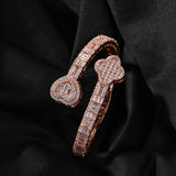 Statement Iced Out Heart & Clover Bangle