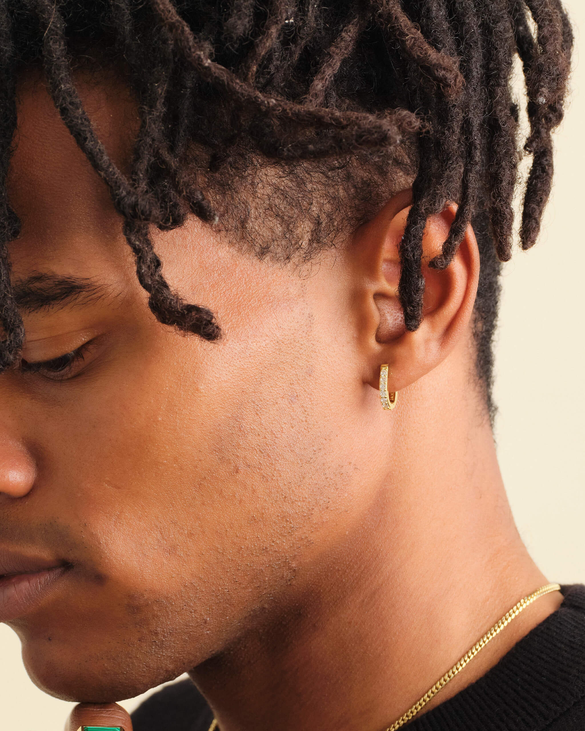 Studded Huggie Hoop Earrings - Gold - ViViGleam