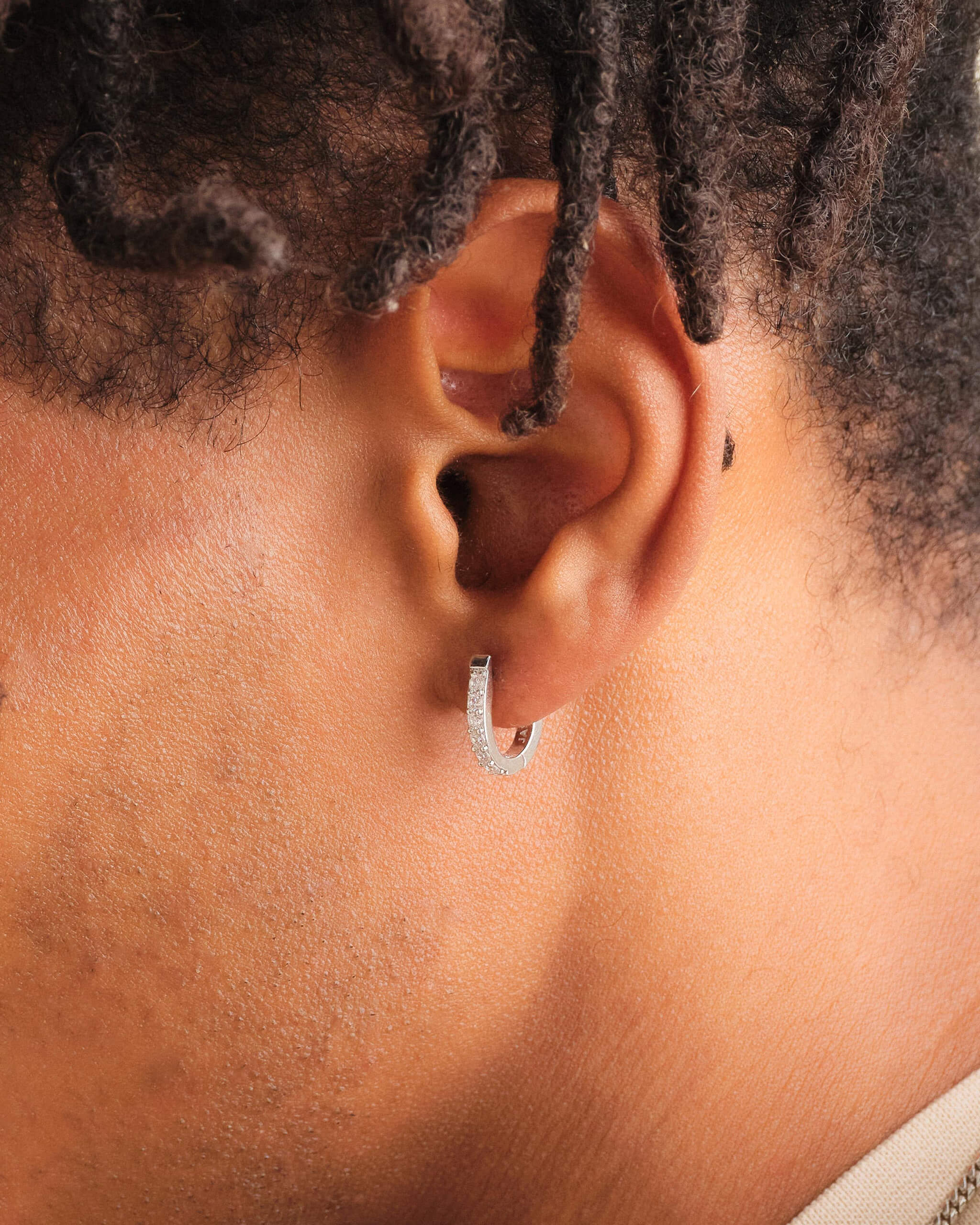 Studded Huggie Earrings - Silver - ViViGleam