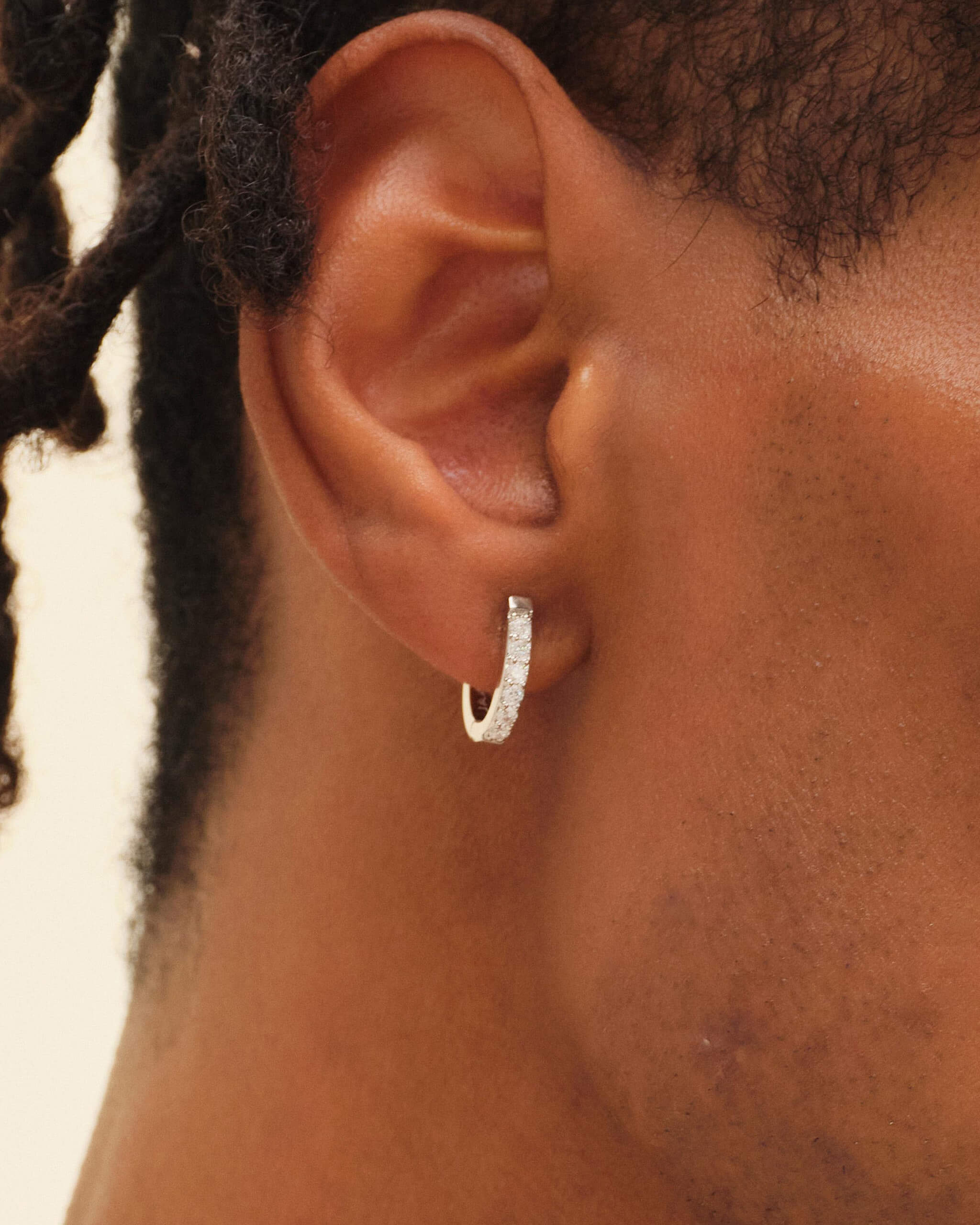 Studded Huggie Earrings - Silver - ViViGleam