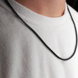 Box Chain 3MM Black Stainless - ViViGleam