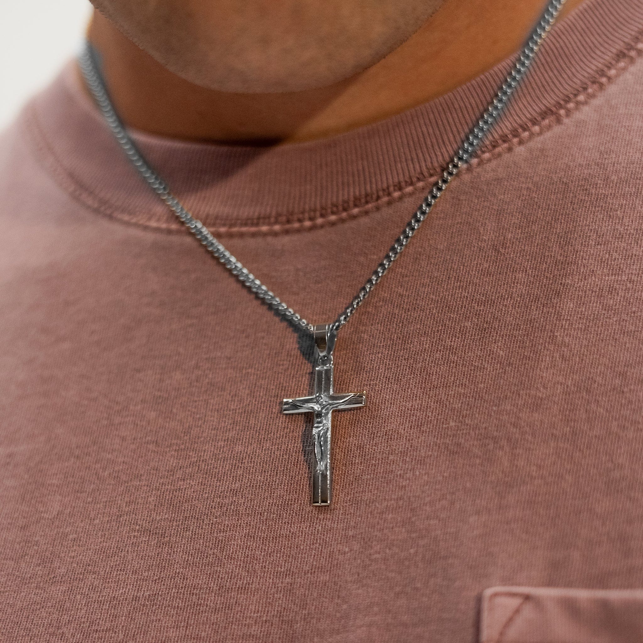 Crucifix Necklace - Silver - ViViGleam