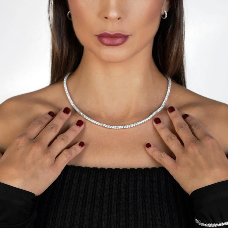 Iced Tennis Chain White Gold(ALL SIZES) - ViViGleam